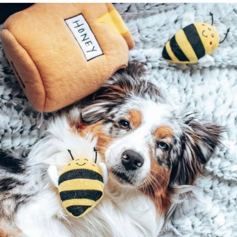 Zippy Paws Burrow Interactive Dog Toy Hide and Seek Squeaky Honey Pot with Bees